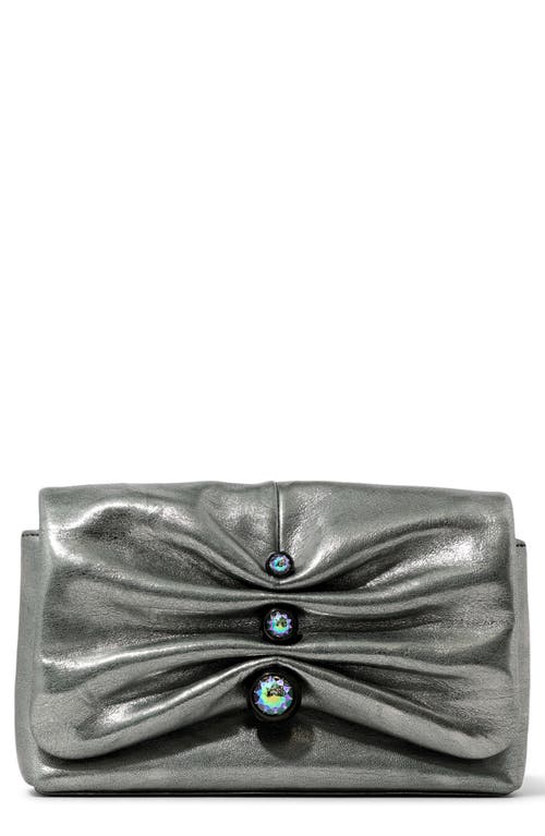 Alexis Bittar Ruched Crystal Metallic Leather Clutch
