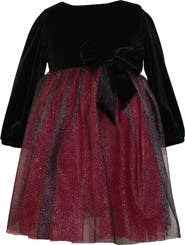 Popatu Kids' Long Sleeve Velvet & Tulle Party Dress