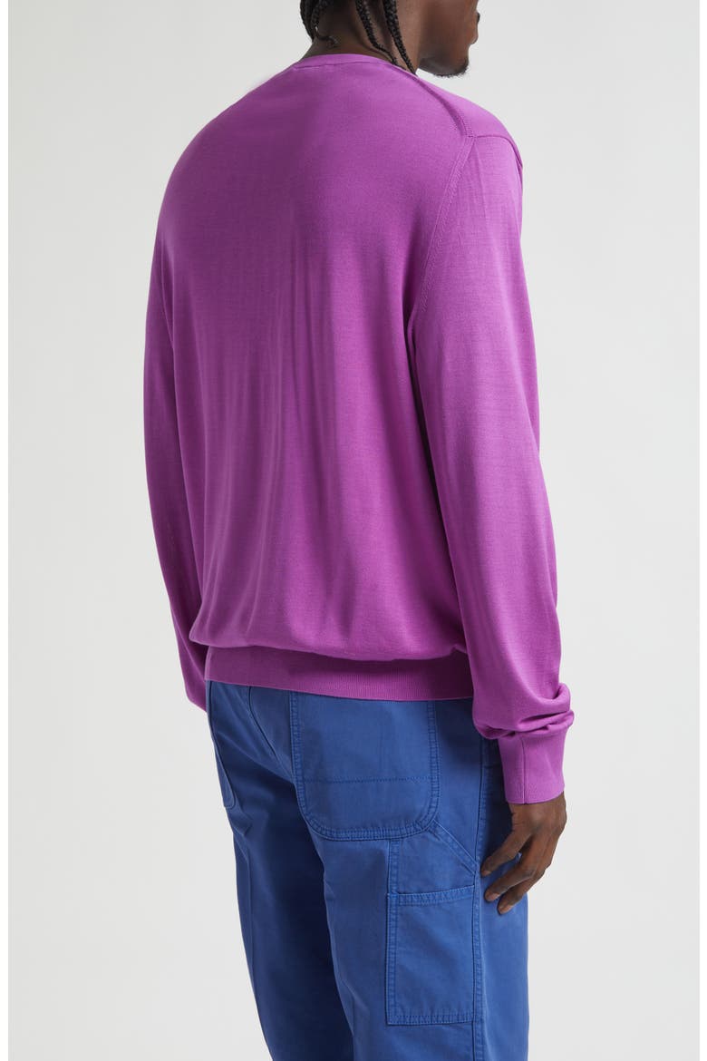 Fluid Silk Crewneck Sweater, Alternate, color, BRIGHT MAUVE