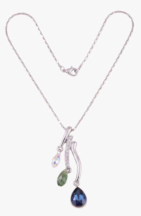 Crystal Trio Teardrop Pendant Necklace