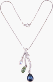 Modenaire Crystal Trio Teardrop Pendant Necklace