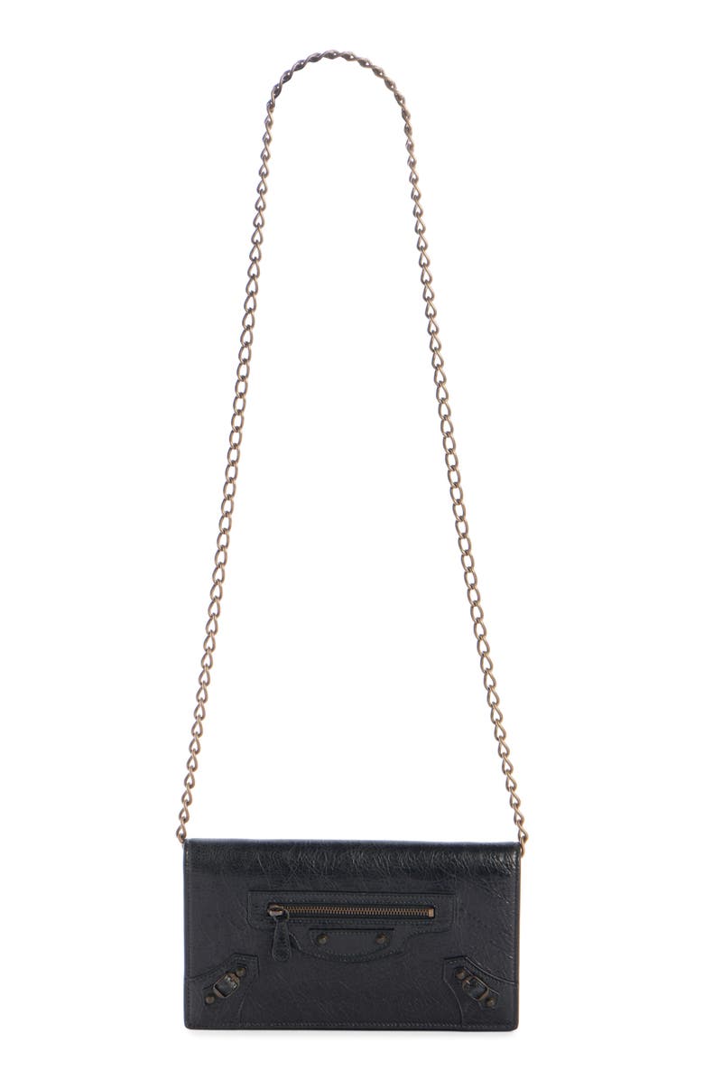 Balenciaga Le City Leather Wallet on a Chain, Alternate, color, 1000 Black