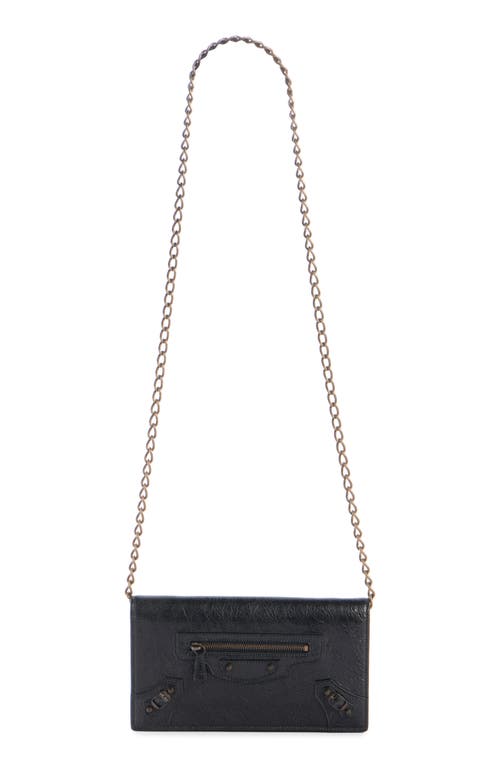 Balenciaga Le City Leather Wallet On A Chain In 1000 Black