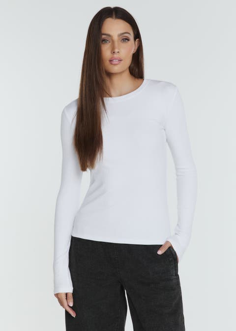 Modal Long Sleeve Ribbed T Shirt