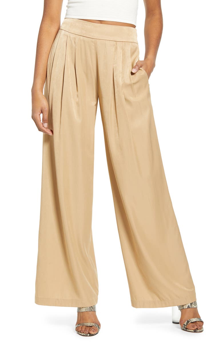 All in Favor Wide Leg Satin Pants, Main, color, 
