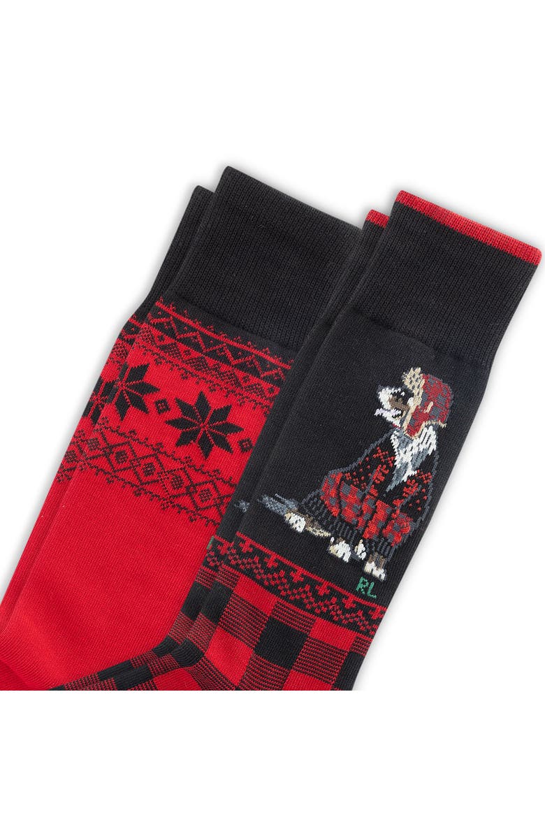 Polo Ralph Lauren Assorted 2-Pack Holiday Dog Crew Socks, Alternate, color, Red