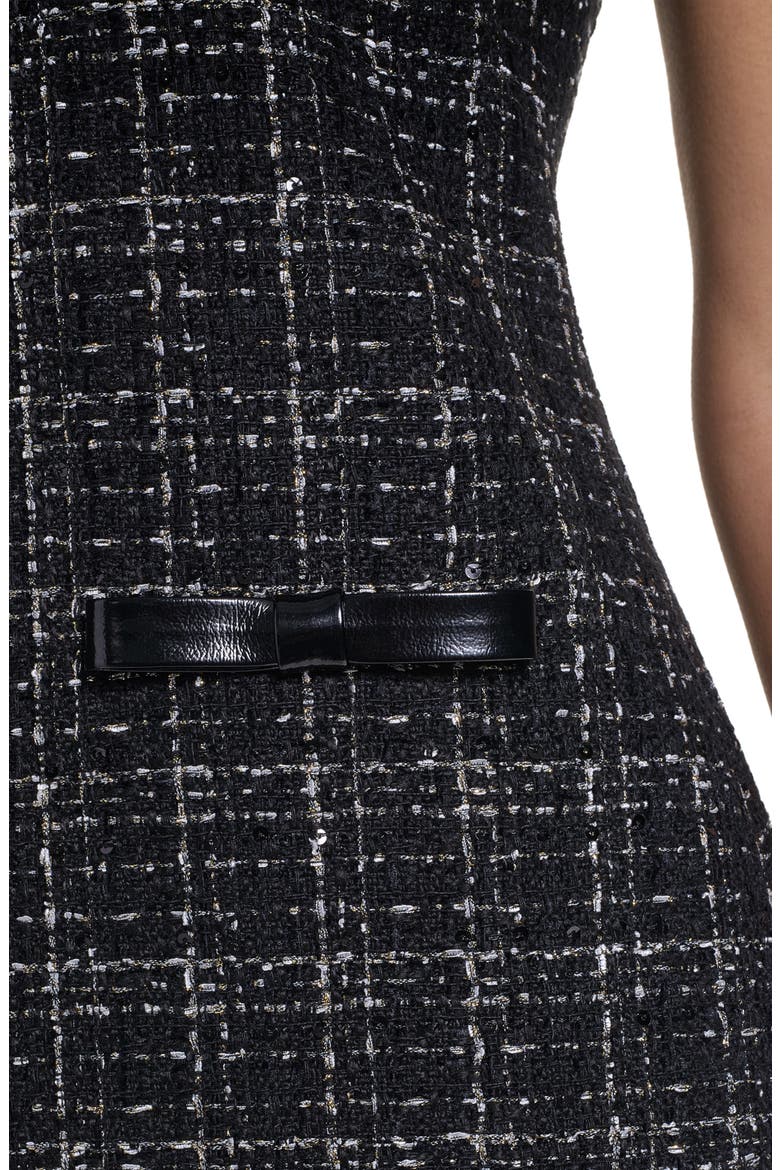 Sequin Tweed Sleeveless Shift Minidress, Alternate, color, BLACK/ GOLD MULTI