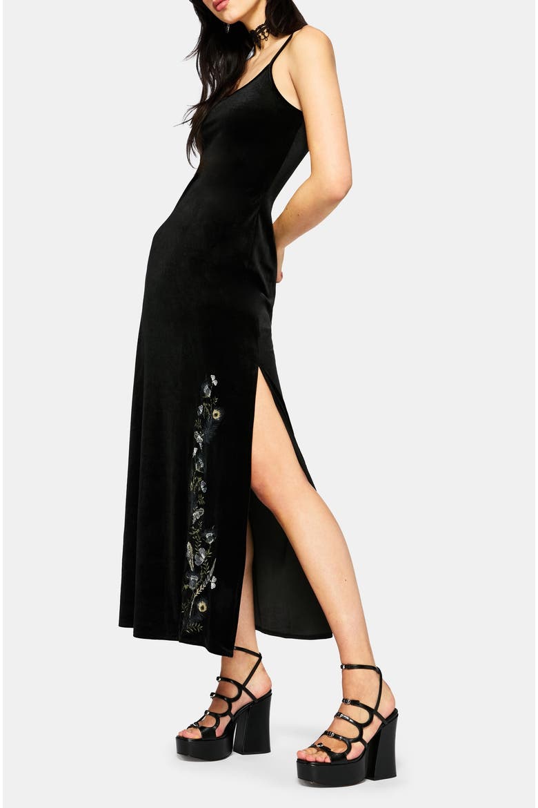 Bluesow Velour Maxi Dress, Alternate, color, Black