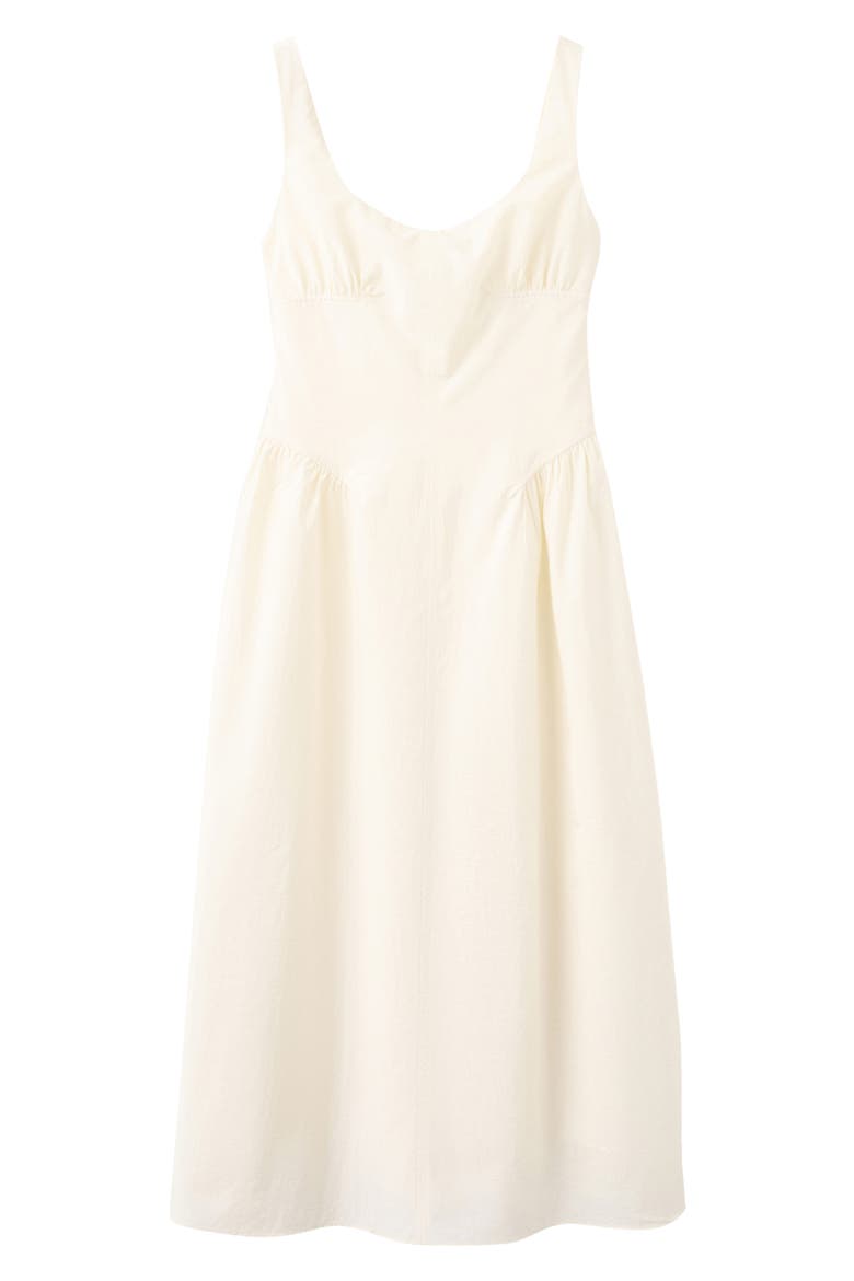 Ruched Bust Drop Waist A-Line Midi Dress, Main, color, ECRU