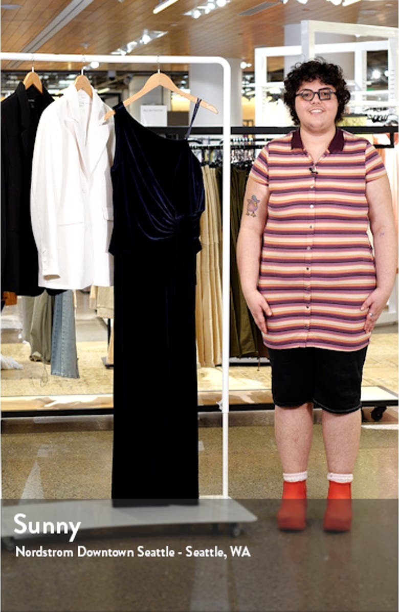 One-Shoulder Velvet Jumpsuit, sales video thumbnail