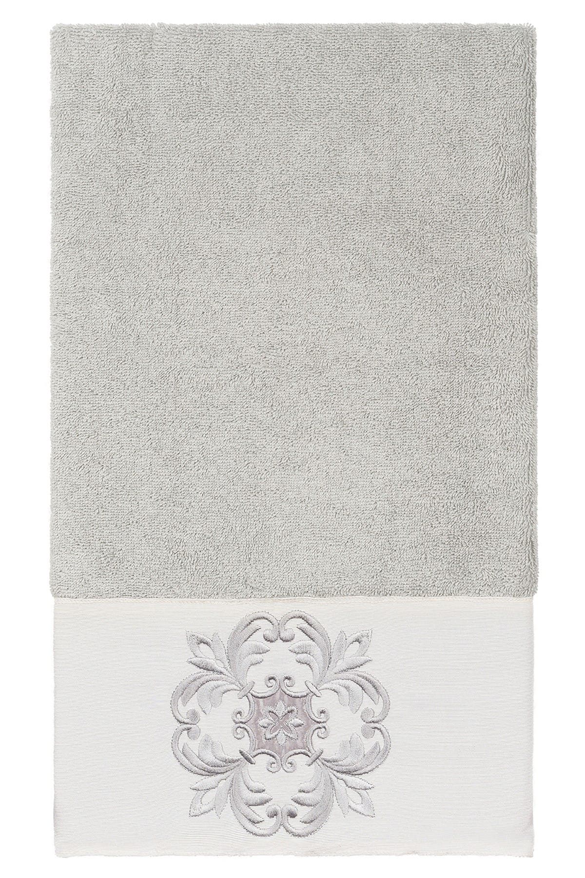 Linum Home Textiles Alyssa Embellished Hand Towel - Light Gray