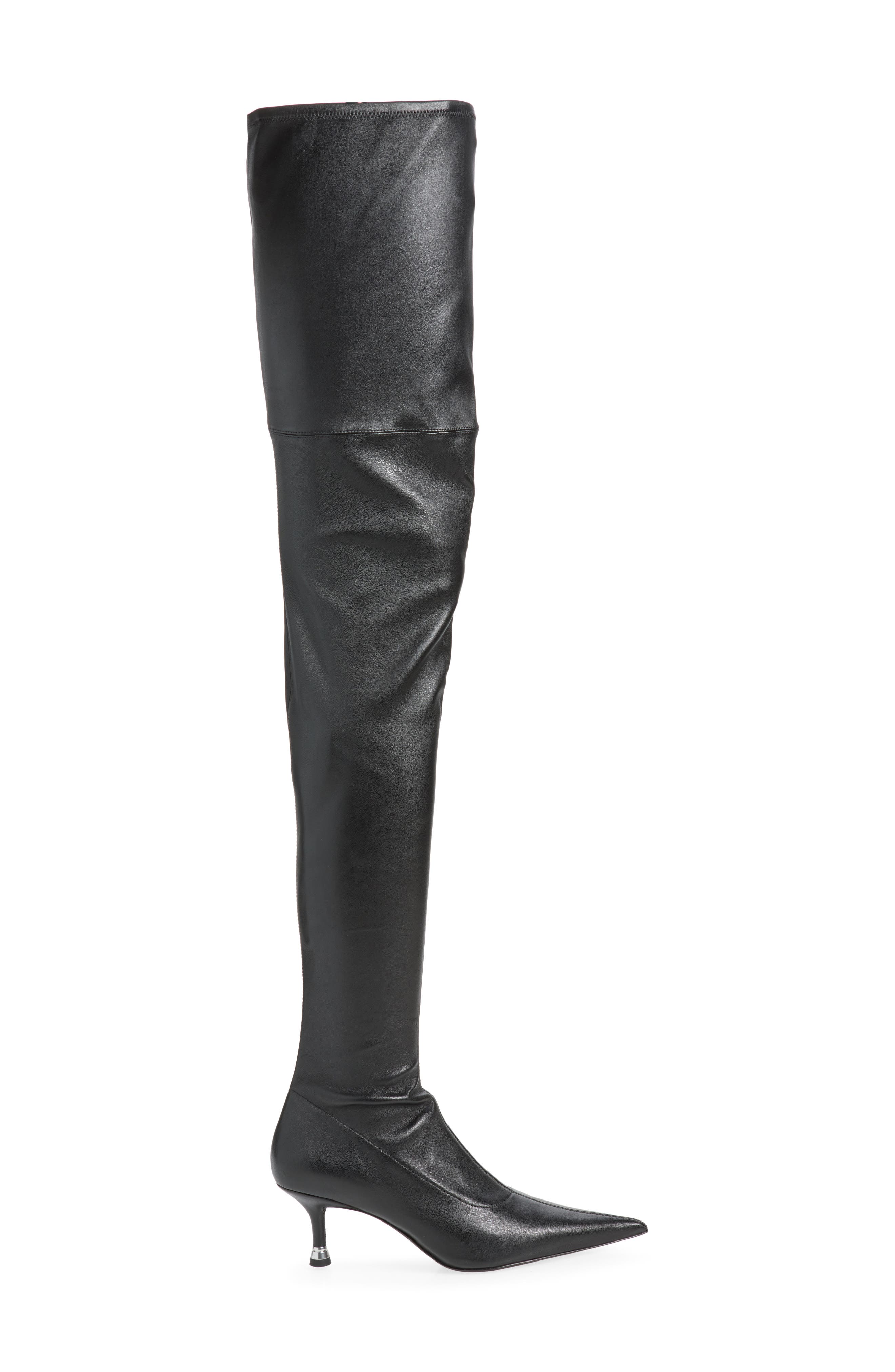 Fei Thigh High Leather Boot, Alternate, color, BLACK