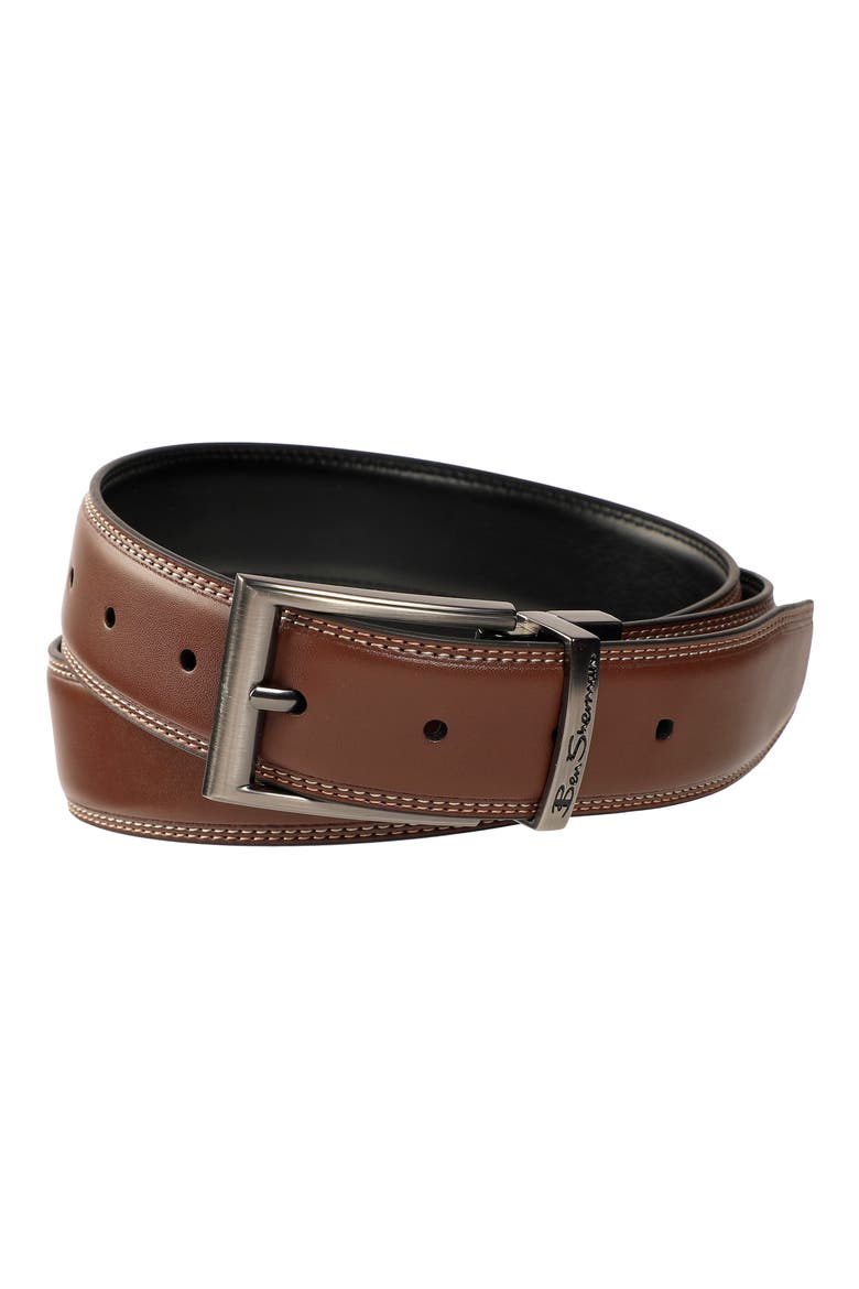 Reversible Leather Belt, Alternate, color, BROWN TO BLACK
