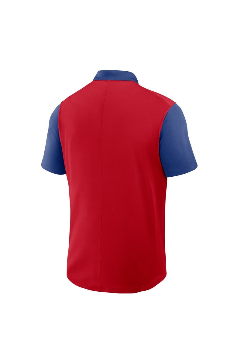 Nike Men's Nike Red/Royal Atlanta Braves Cooperstown Collection Color-Block Victory Performance Polo, Alternate, color, 