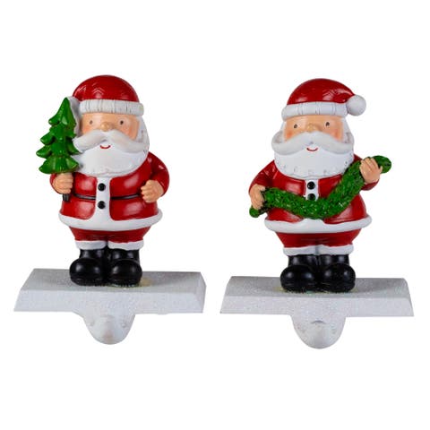 Santa Claus Christmas Stocking Holders - 4.75" - Set of 2