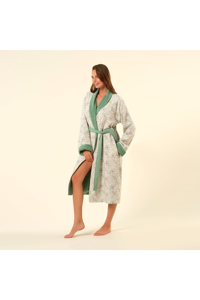 Tabea Shawl Collar Muslin 100% Cotton Bathrobe, Alternate, color, Green