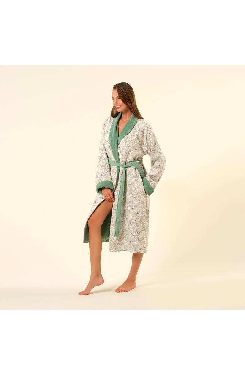 Zsa Zsa Zsu Tabea Shawl Collar Muslin 100% Cotton Bathrobe, Alternate, color, Green