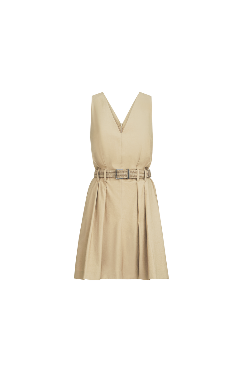 Brunello Cucinelli Twill belted dress, Alternate, color, Beige
