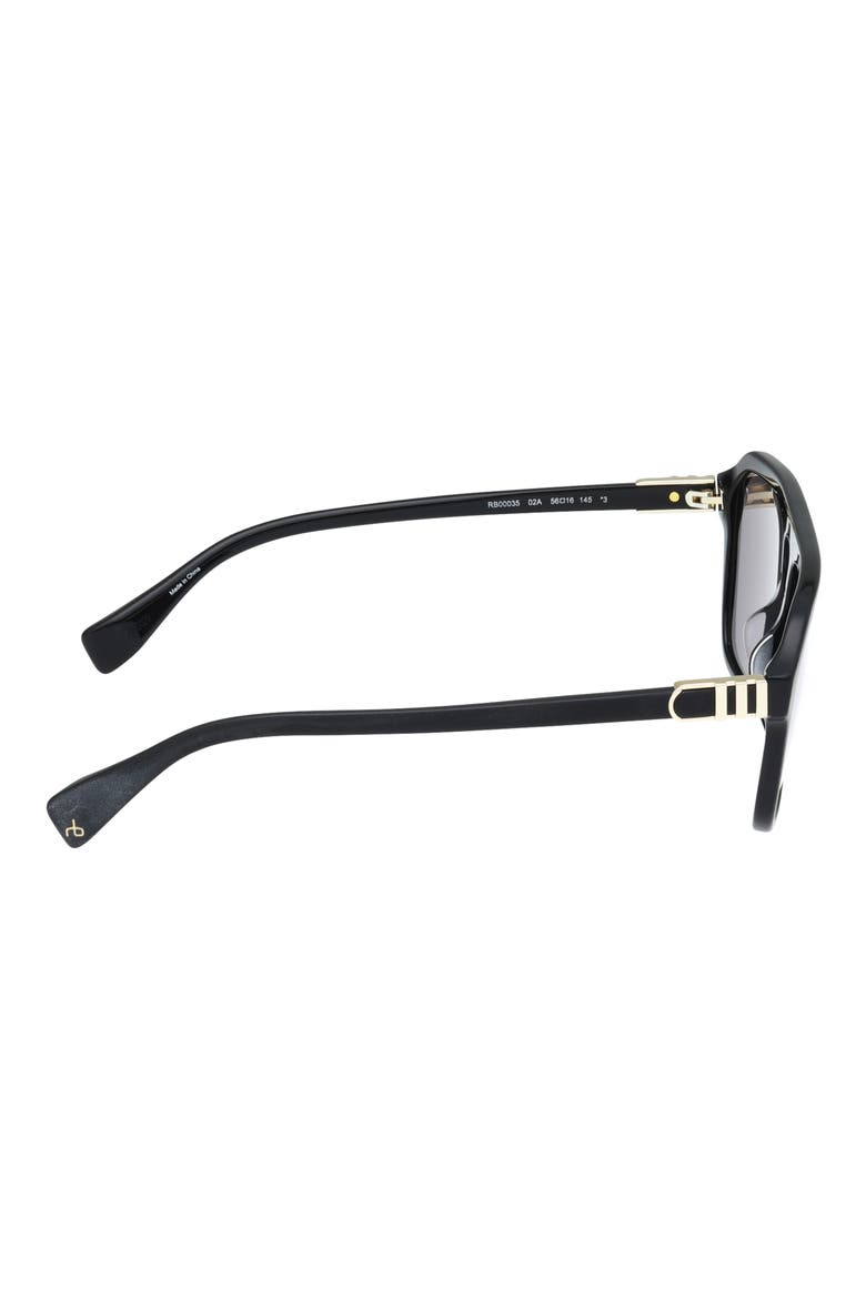 56mm Pilot Sunglasses, Alternate, color, MATTE BLACK OUTSIDE SHINY BLAC