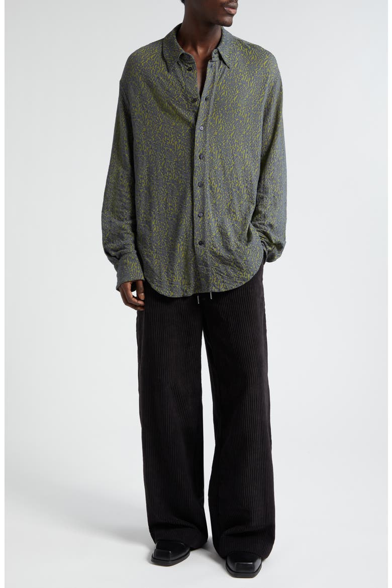 Who's Paying For All This Shrunken Cotton Blend Button-Up Shirt, Alternate, color, CASH
