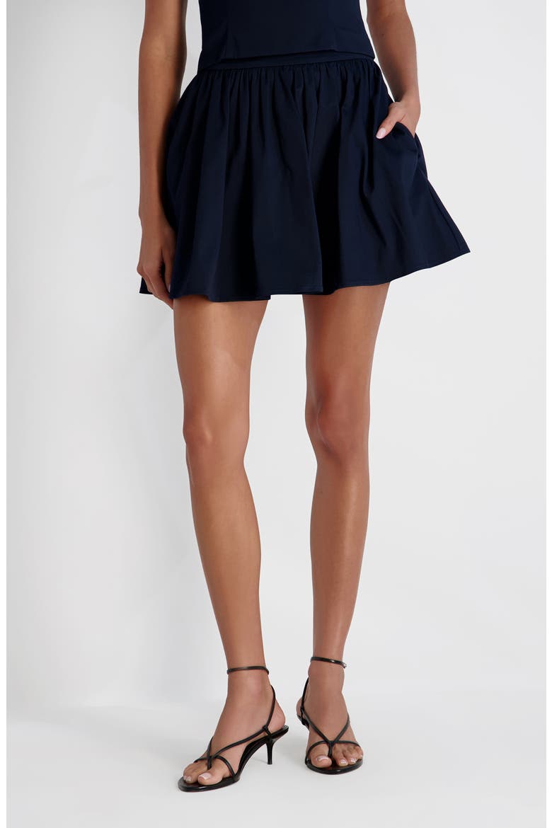 Stretch Cotton Sateen Miniskirt, Alternate, color, MARINE