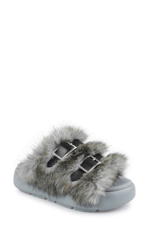 Fire Faux Fur Platform Sandal (Women)
