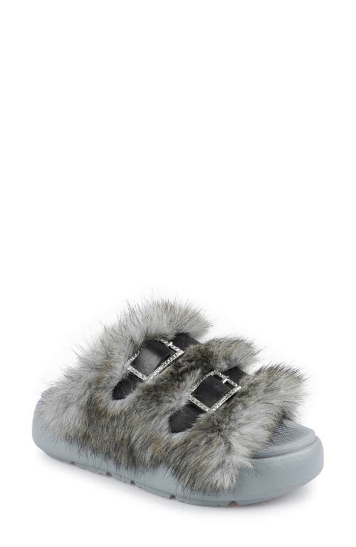 Zigi Fire Faux Fur Platform Sandal In Blue