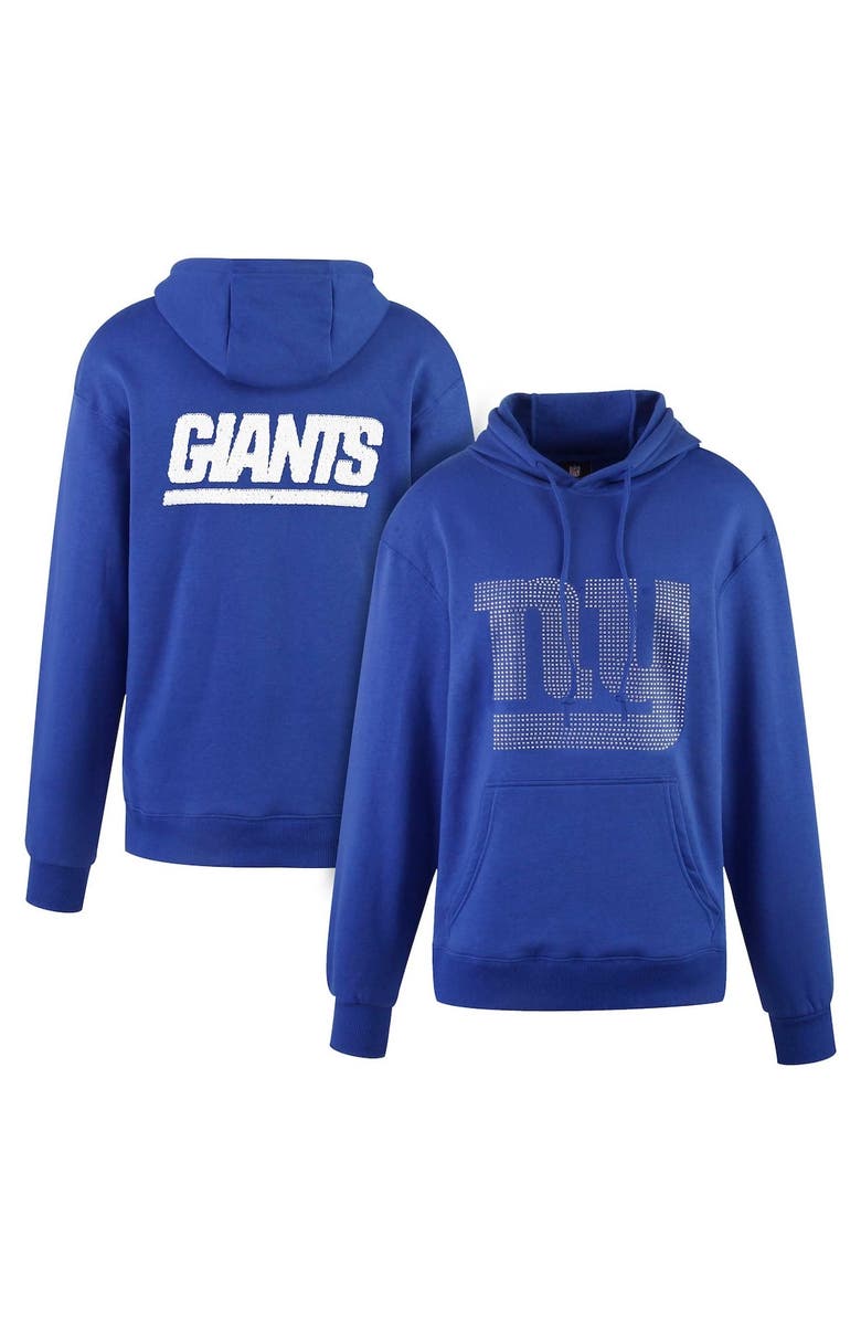 CUCE Women's Cuce Royal New York Giants Rhinestone Logo Wordmark Pullover Hoodie, Main, color,