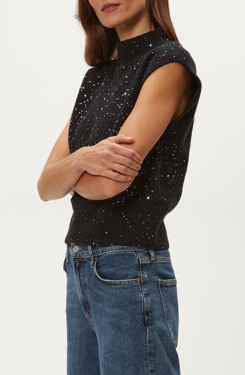 Michael Stars Raina Sequin Embellished Extended Shoulder Sweater, Alternate, color, Black