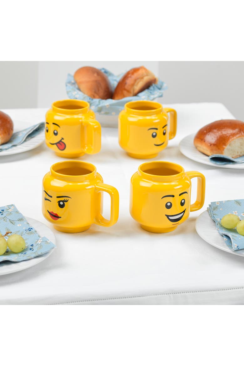 Classic Yellow Minifigures Silly Ceramic Mug, 8.6oz, Alternate, color, Yellow