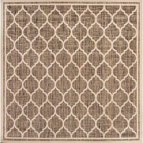 Jonathan Y Trebol Moroccan Trellis Textured Weave Indoor/outdoor Area Rug In Brown/beige
