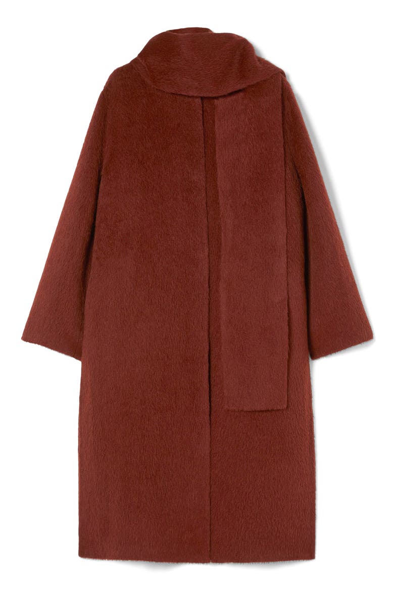 Iacopo Alpaca & Wool Scarf Coat, Alternate, color, TOBACCO