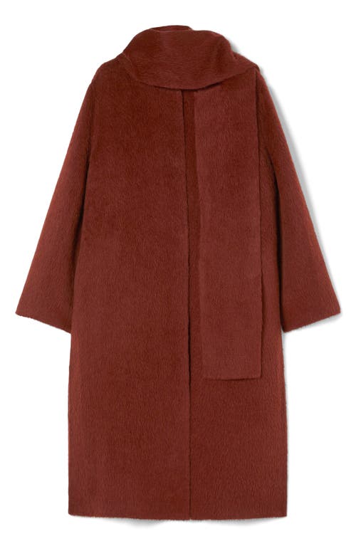 Marina Rinaldi Alpaca-wool Scarf-detail Coat In Brown
