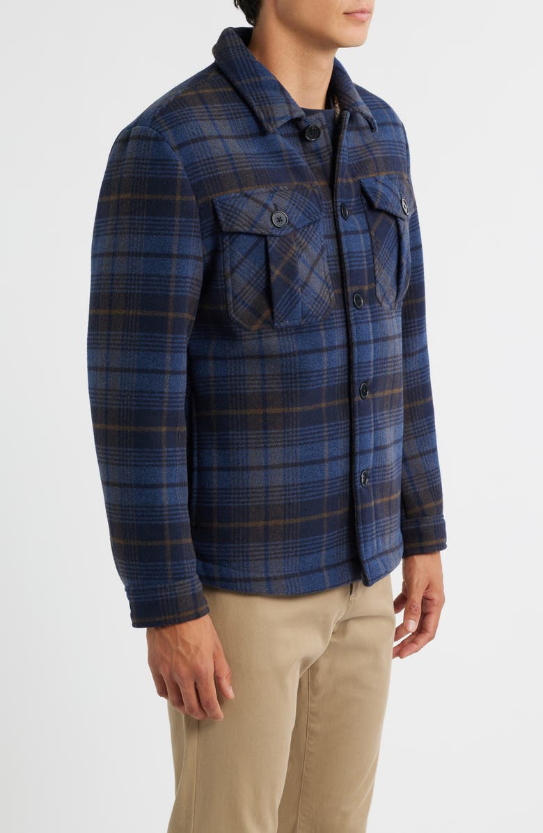 Robert Barakett Kaden Plaid Overshirt, Alternate, color, Navy