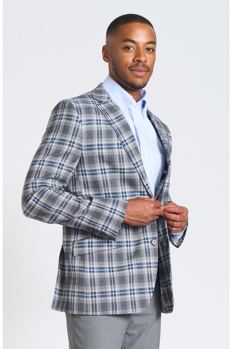 Plaid Sport Coat, Alternate, color, GREY