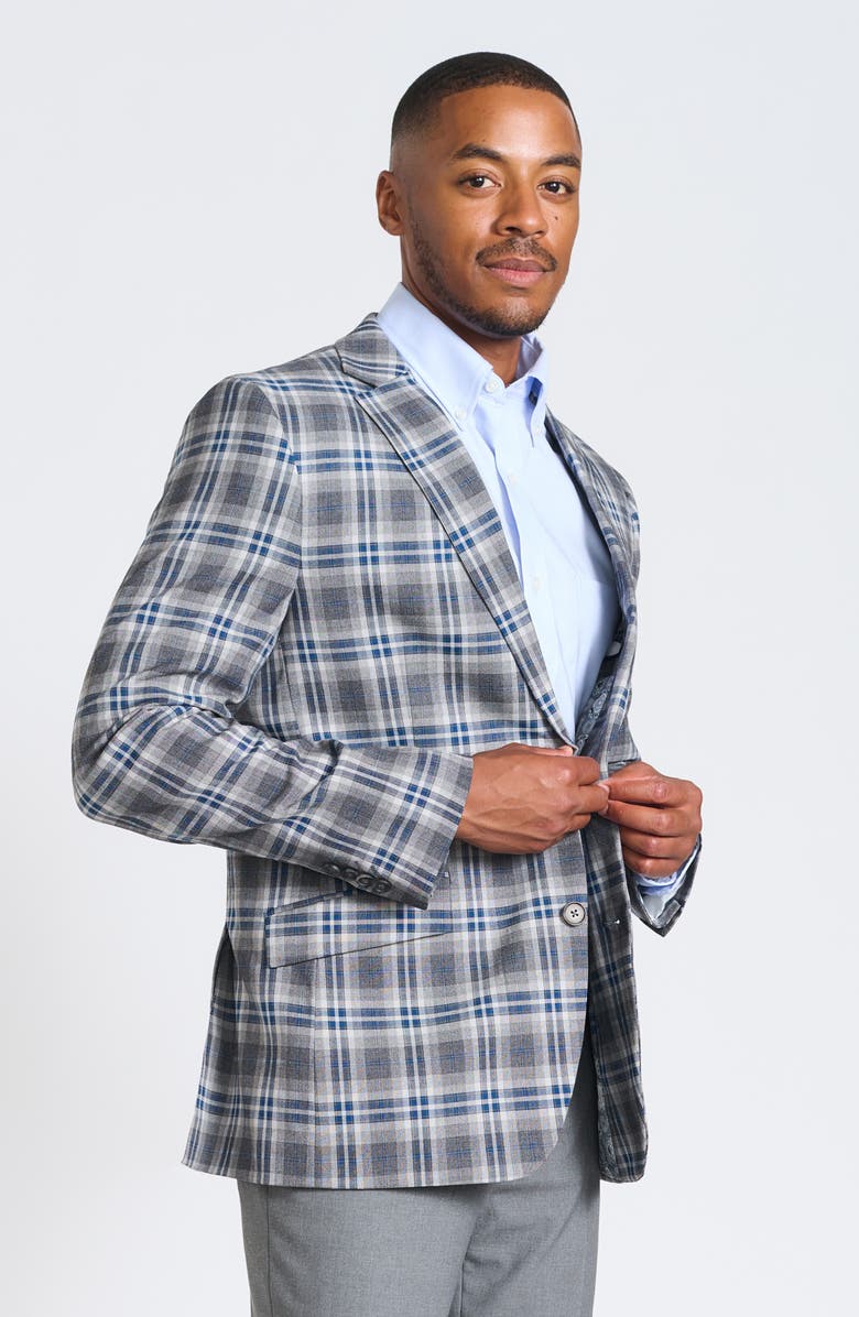 SAVILE ROW CO Plaid Sport Coat, Alternate, color, Grey