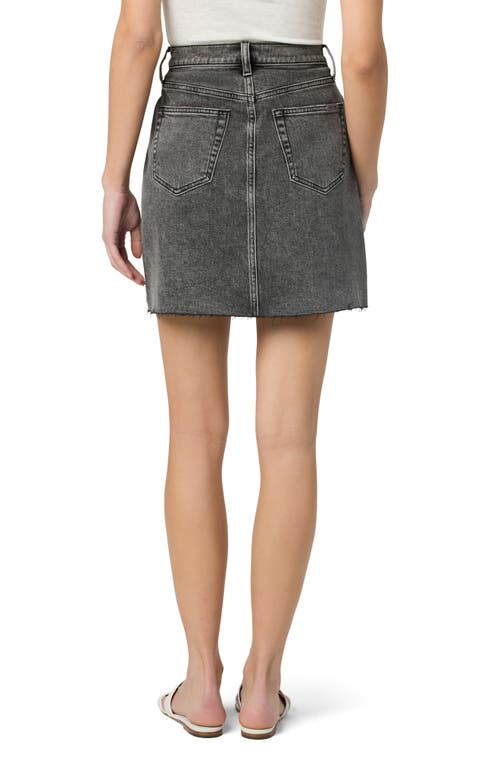 Joe's High Rise Raw Hem Denim Miniskirt In Green