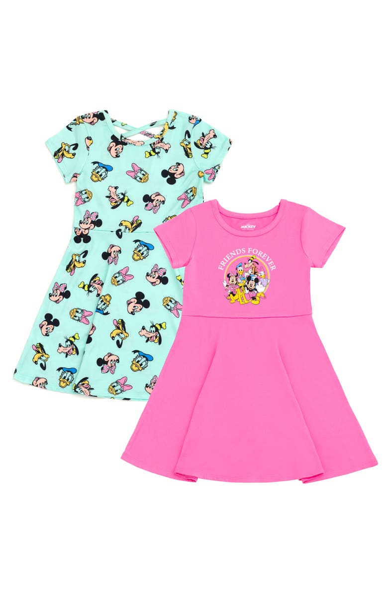 Disney Mickey Mouse & Friends 2-Piece Skater Dress Set, Main, color, Mickey Blue Pink