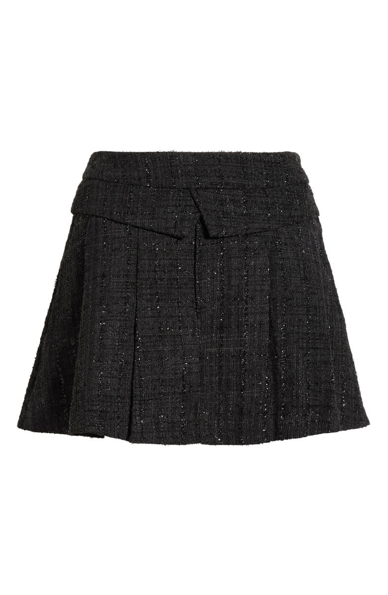 All in Favor Pleated Tweed Miniskirt, Main, color, Black