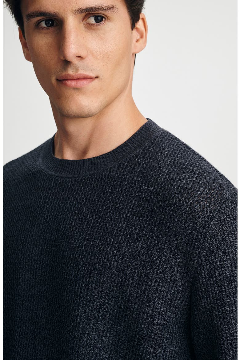 Cotton Crewneck Sweater, Alternate, color, NAVY MELANGE