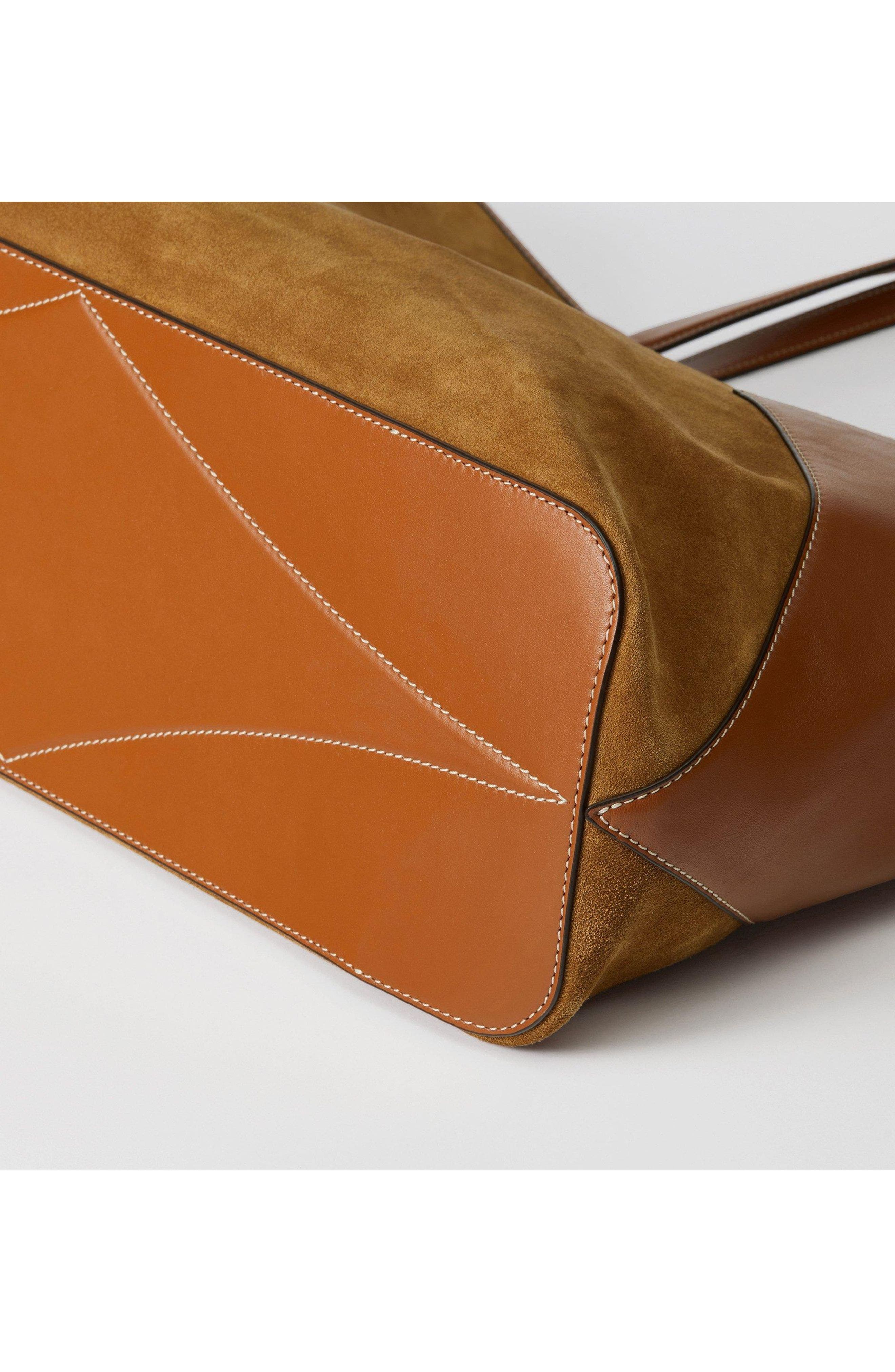 X-Large Dia Shopper in Calfskin Suede, Alternate, color, Cognac