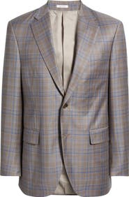Peter Millar Flynn Classic Fit Tan Plaid Wool Sport Coat