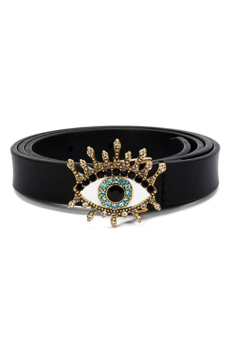 Kurt Geiger London Evil Eye Leather Belt, Main, color, 