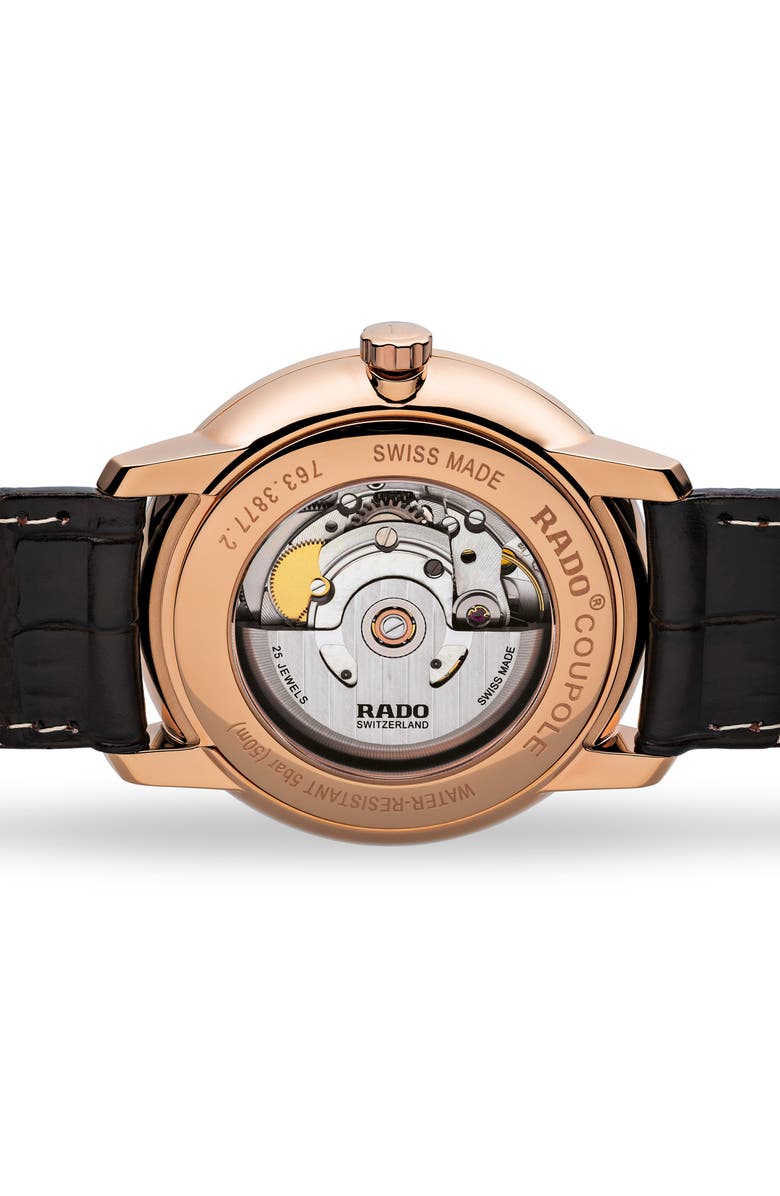 RADO Coupole Classic Automatic Leather Strap Watch, 41mm, Alternate, color, 