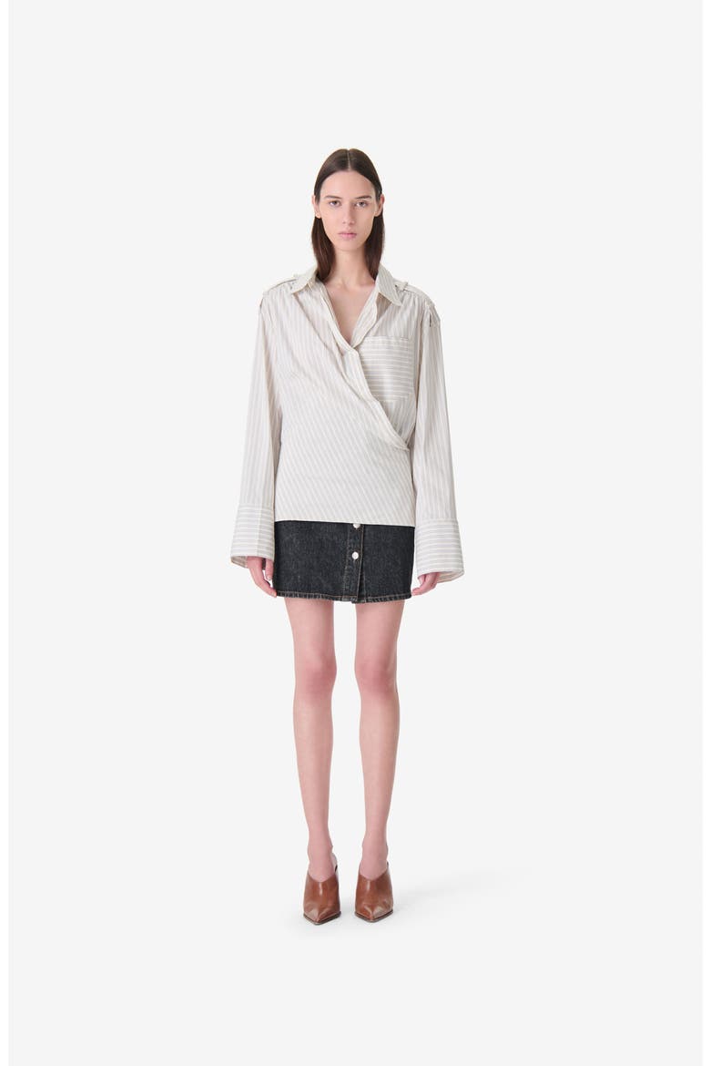 Lace Poplin Shirt, Main, color, Vanilla Stripes