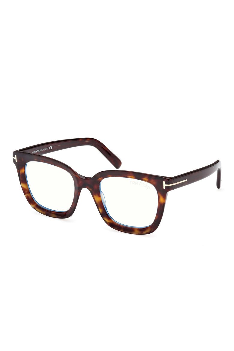 51mm Square Blue Light Blocking Glasses, Alternate, color, DARK HAVANA