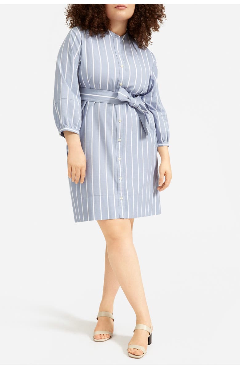 Everlane The Cotton Weave Collarless Shirtdress, Alternate, color, 