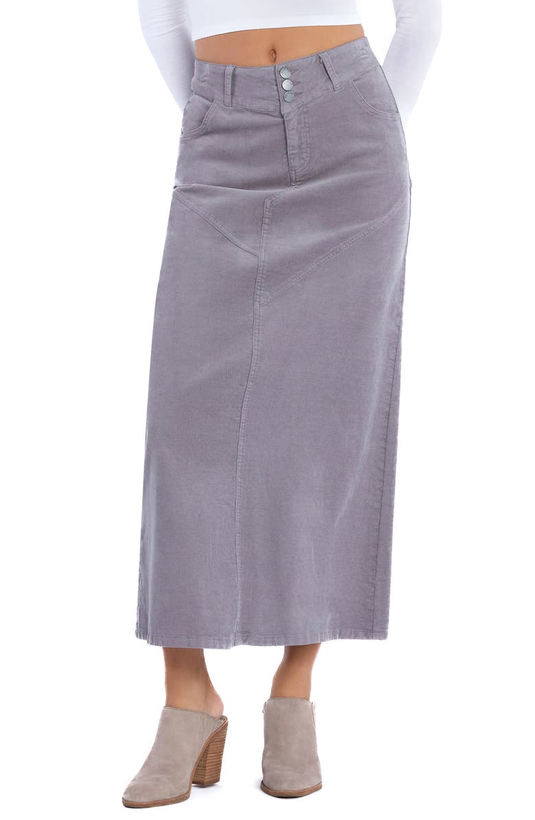 Wash Lab Denim Corduroy Maxi Skirt, Alternate, color, Soft Grey