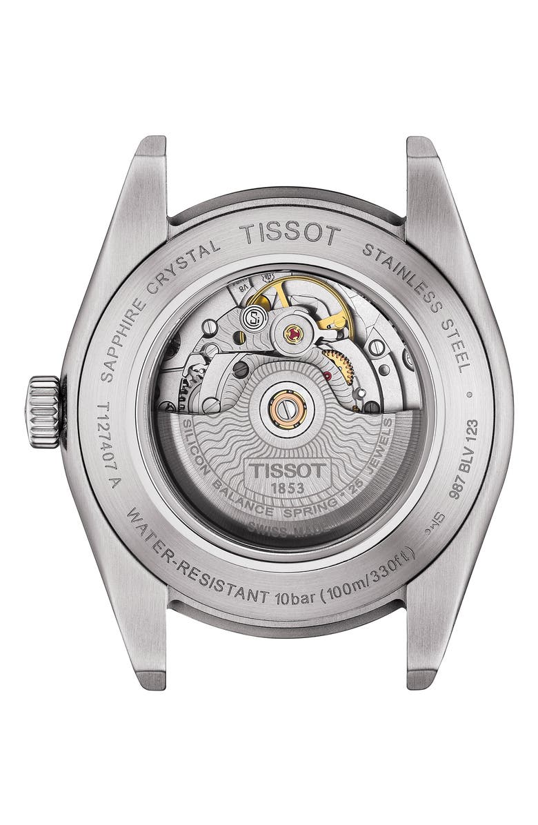 Tissot T-Classic Gentleman Powermatic Bracelet Watch, 40mm, Alternate, color, Grey/ Blue/ Silver