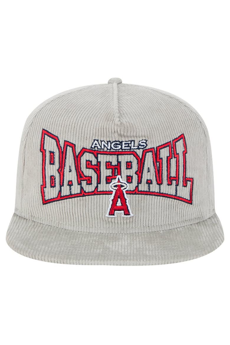 Men's New Era Gray Los Angeles Angels Corduroy Golfer Snapback Hat, Alternate, color, Gray